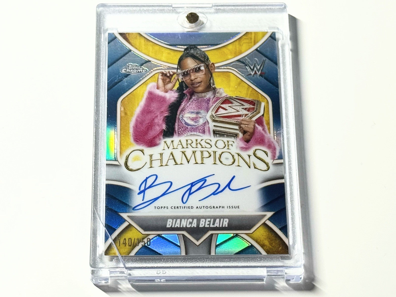 2025 Topps Chrome WWE Bianca Belair Marks of Champions /150 Autographed Card MOC-BB