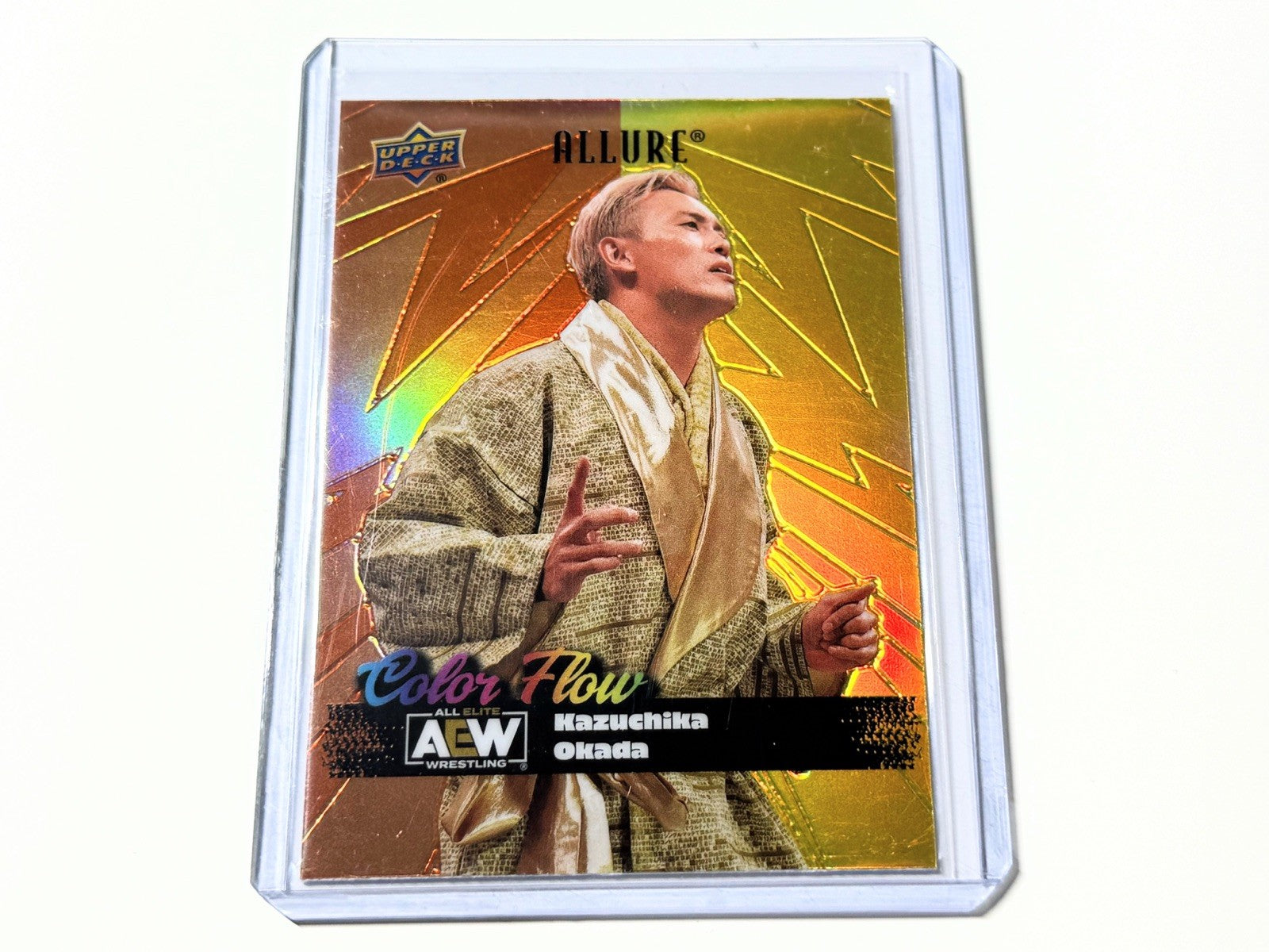 2024 Upper Deck AEW Allure Kazuchika Okada Orange Yellow Color Flow Card CF-10