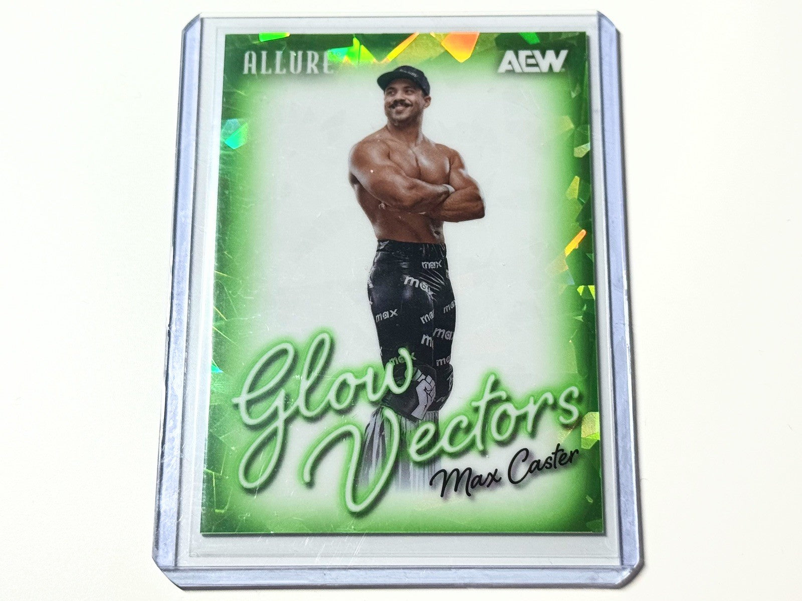 2026 Upper Deck AEW Allure Max Caster Glow Vectors Green /99 Card GV-10
