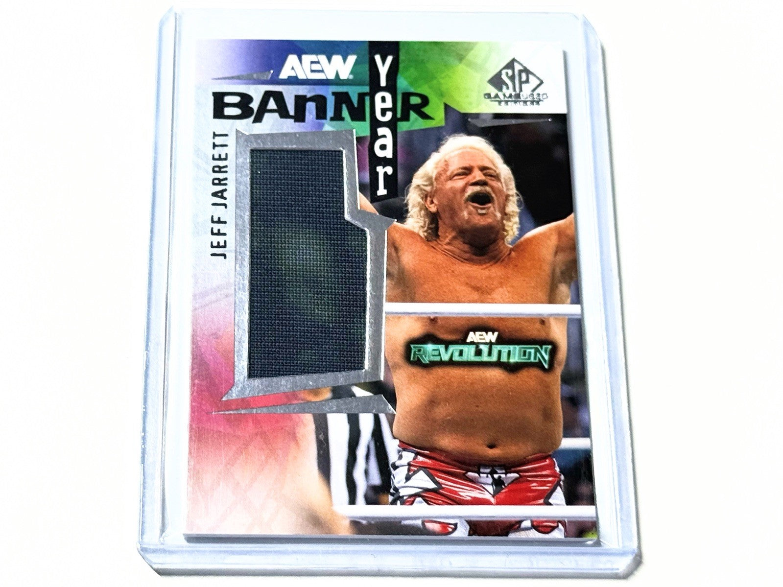 2025 Upper Deck AEW SP Game Used Jeff Jarrett Banner Year Revolution Card BYRV-JJ