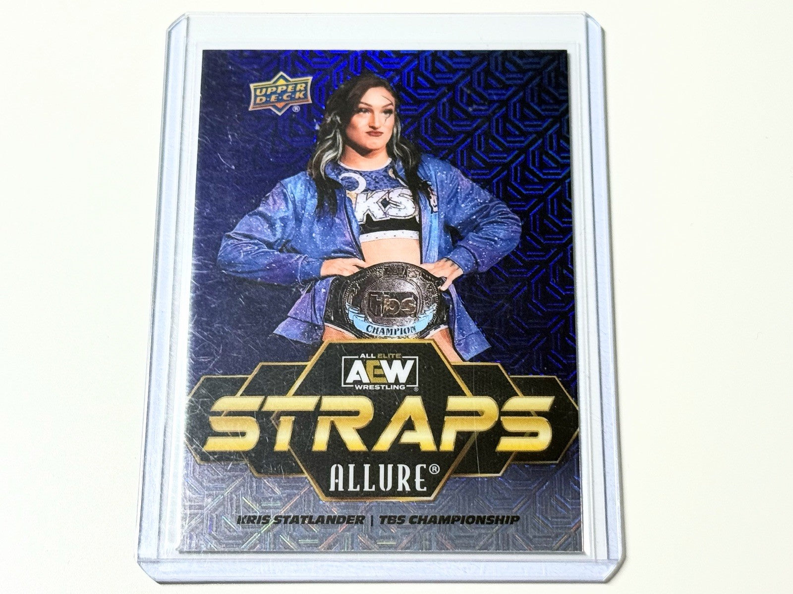 2024 Upper Deck AEW Allure Kris Statlander Straps Black & Blue TBS Title /35 Card S-17
