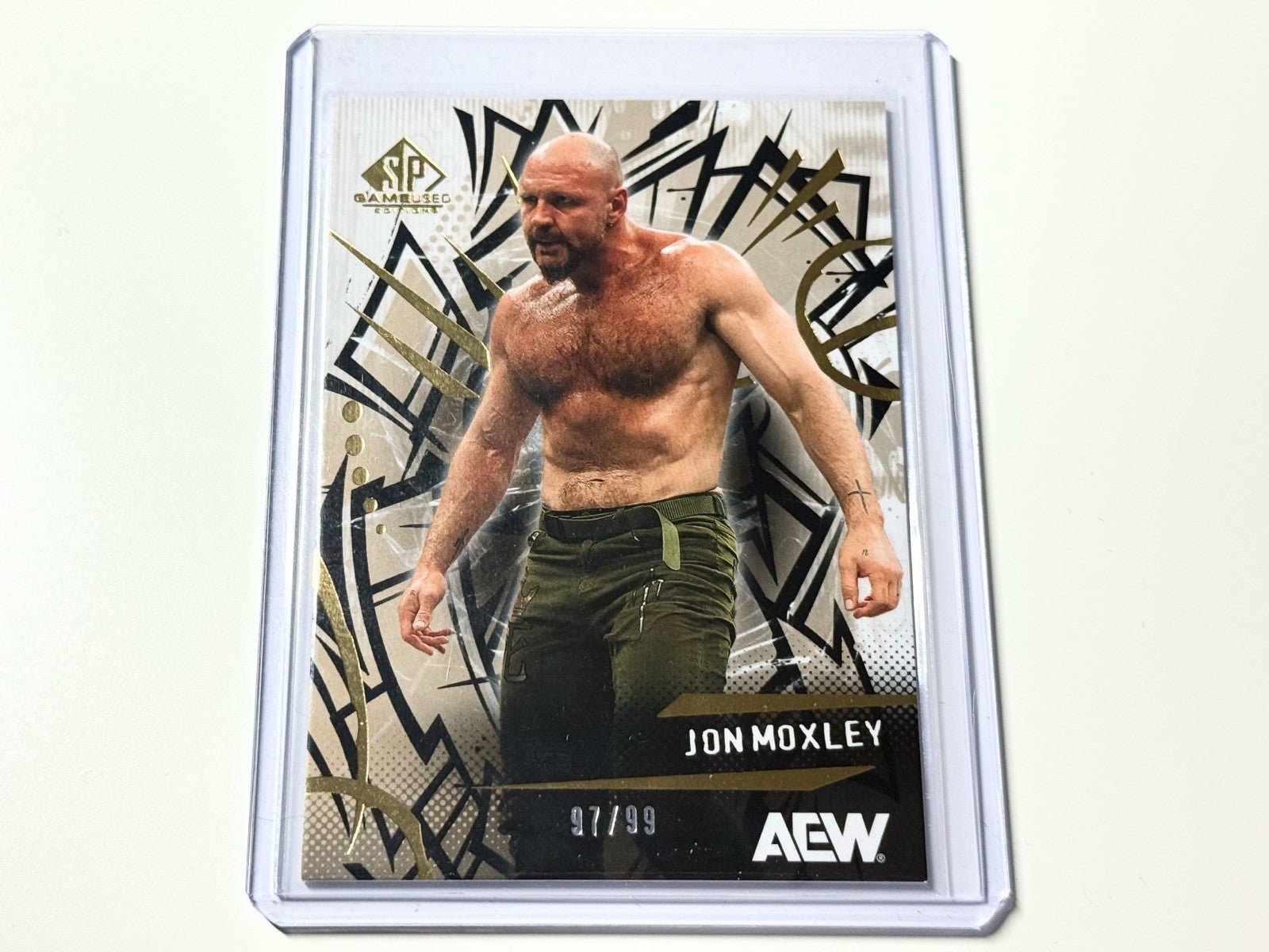 2025 Upper Deck AEW SP Game Used Jon Moxley Gold Parallel /99 Card #62