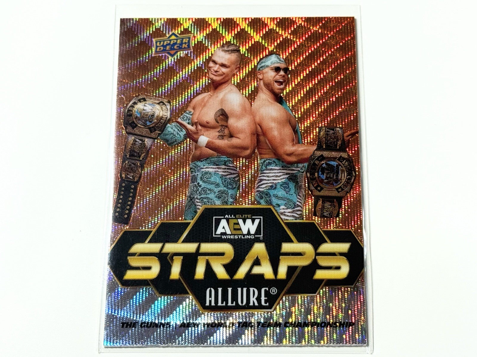 2024 Upper Deck AEW Allure The Gunns Straps Championship Orange Slice Card S-18